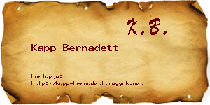 Kapp Bernadett névjegykártya